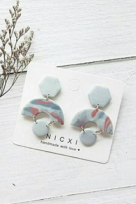 M O O D Y • B L U E S - the hail polymer clay earrings | Unique Modern Polymer Clay Dangle Earrings