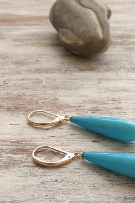 Turquoise earrings, gold Turquoise earrings, bridesmaid gift, delicate earrings, light blue, Turquoise jewelry 2556